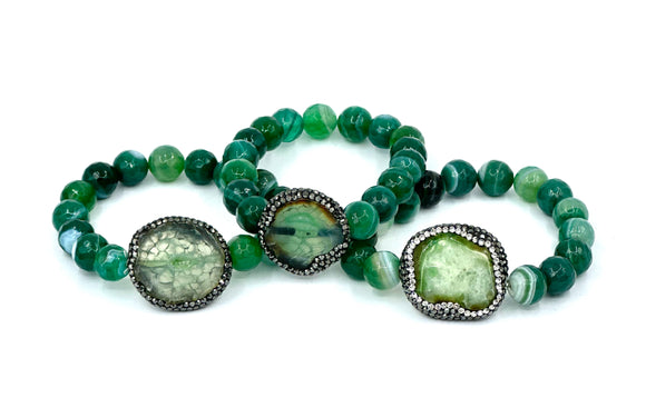 Green Agate Evil Eye Bracelet