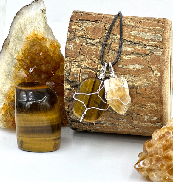 tiger eye-Citrine pendant