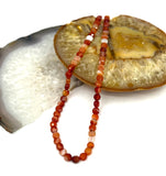 Dokulu Kızıl Agat Kolye (Mercimek Kesim)