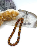 Silver Detailed Amber Rosary