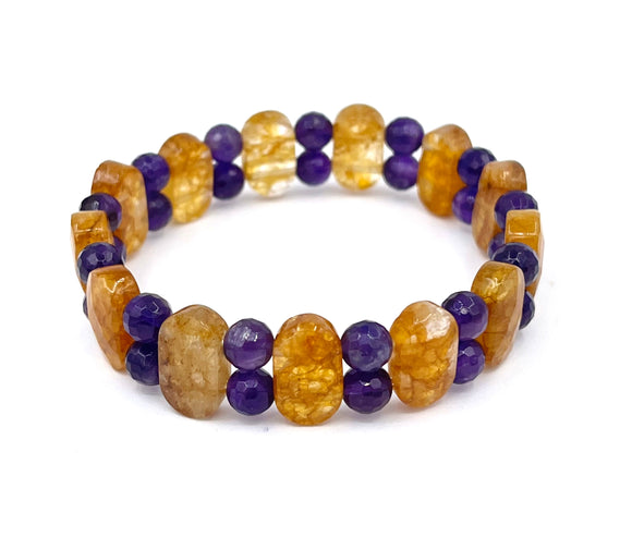 Citrine-Amethyst Rolex Cut Special Design Bracelet